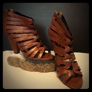 GLO JEANS brown Zip back Strappy Sandals/Shoes